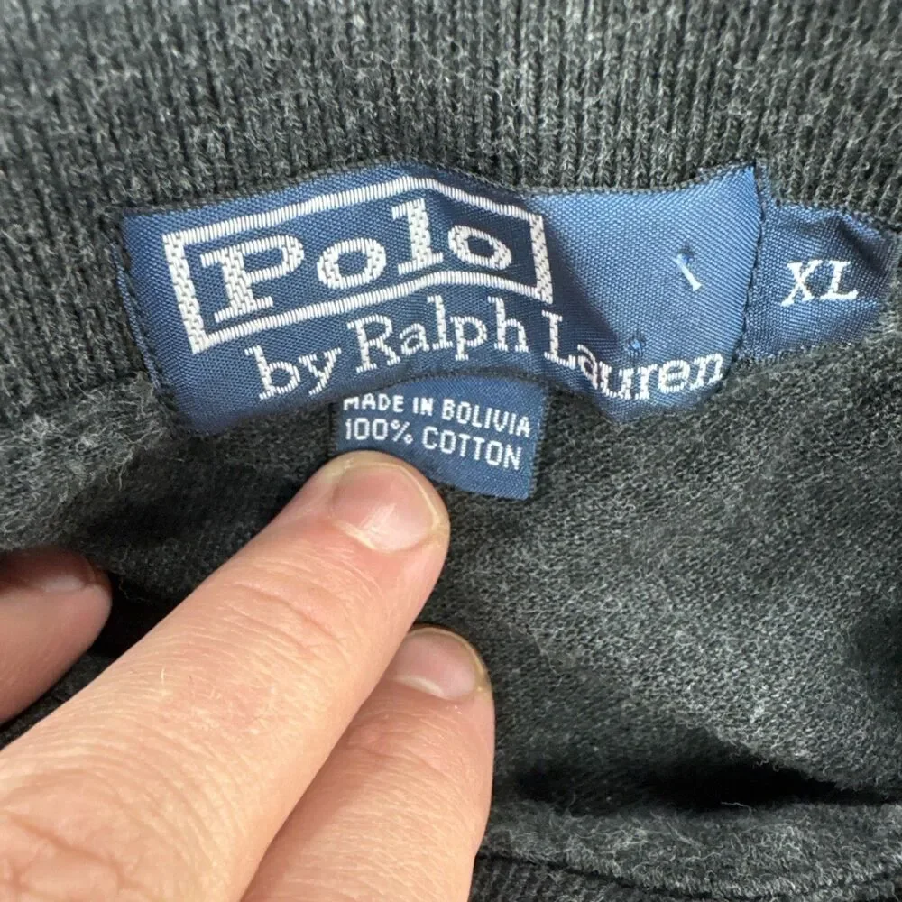 Vintage 90s Polo Ralph Lauren Polo Shirt Men’s XL Gray Made in Bolivia Pony Logo